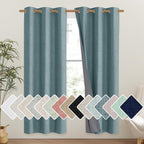 NICETOWN 100% Absolutely Blackout Linen Curtains with Thermal Insulated Liner, Skylark Blue, 42" Wide, 72" Length Energy Saving Curtains for Classroom 2 Panels Set, Vertical Blinds