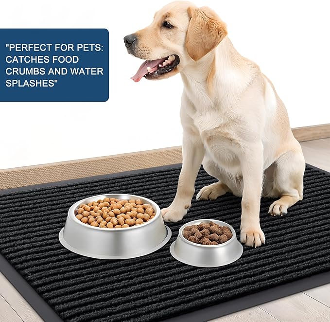 OLANLY Front Door Mat Indoor Outdoor Entrance, 2-Pack 59 x 23 Inch, Waterproof Heavy Duty Doormat, Fade Resistant, Low Profile, Easy Clean Patio Porch Welcome Floor Mats for Entry, Black