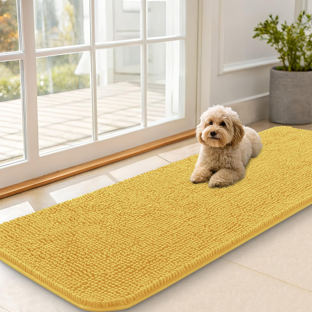 OLANLY Dog Door Mat for Muddy Paws 59x20, Super Absorbent Chenille Mud Mat
