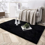 Ashler Faux Fur Rug, Ultra Soft Faux Rabbit Fur, Black Area Rugs, 3 x 5 Feet Rectangle, Machine Washable Nursery Decor Throw Rugs for Bedroom, Kids Room, Living Room