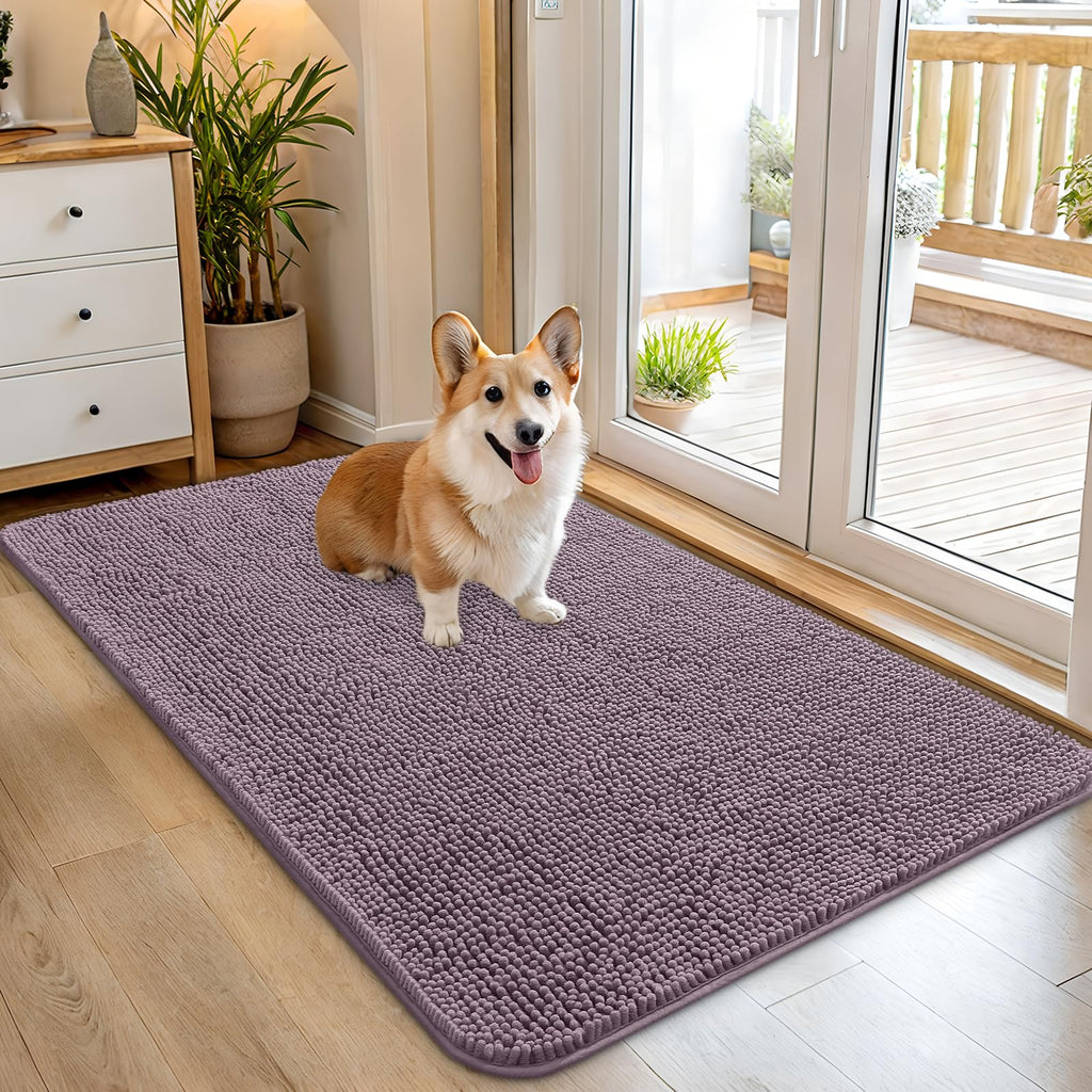 OLANLY Dog Door Mat for Muddy Paws 45x27, Super Absorbent Chenille Mud Mat