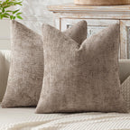 MIULEE Decorative Couch Throw Pillow Covers 18x18 Inch Light Khaki 2 Pack