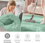 OLANLY Mint Green Round Rugs for Bedroom - Machine Washable, 2 ft Circle Area Rugs for Living Room, Soft and Fluffy Shaggy Carpet for Teen Girls and Boys, Nursery Rooms, Dorms, Home Decor Aesthetic