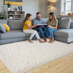 Pionblank Fluffy Area Rug for Bedroom 4x6, Indoor Plush Carpet, Cream White