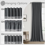 Guken 100% Blackout Curtains 102 Inch Length 2 Panels Set for Living Room Bedroom Back Tab Thermal Insulated Black Out Linen Drapes Room Darkening Blazer Grey,52x102