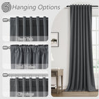 Guken 100% Blackout Curtains 102 Inch Length 2 Panels Set for Living Room Bedroom Back Tab Thermal Insulated Black Out Linen Drapes Room Darkening Blazer Grey,52x102