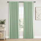 Guken Aqua Green 100% Blackout Linen Curtains 80 Inch Length 2 Panels Set for Living Room Bedroom Back Tab Rod Pocket Thermal Insulated Black Out Drapes Room Darkening Window Curtains 80 Inches Long