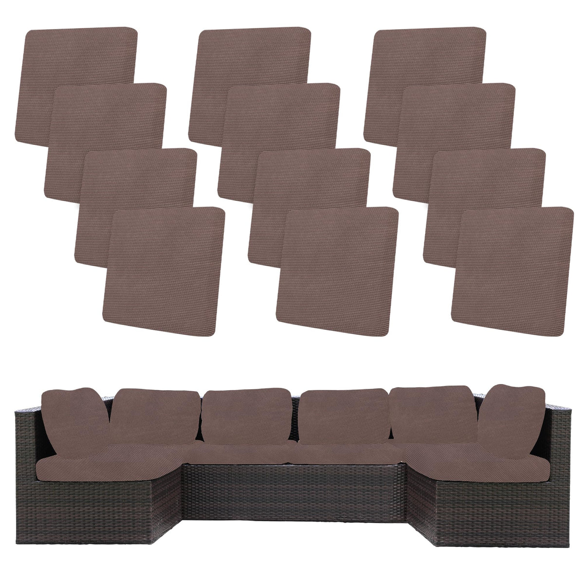 12 Pcs Outdoor Cushion Covers, Patio Sofa Cushion Covers Replacement