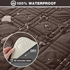 TAOCOCO 100% Waterproof Recliner Sofa Cover, Non Slip Split Couch Covers for Reclining Couches with Straps, Washable Reclining Sofa Cover Furniture Protector for Kids Pets(3 Seater, Dark Brown)