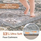 OPPODREAM Soft Area Rugs 2x10, Persian-Inspired Washable Rug, Greenish Grey
