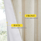 NICETOWN 100% Blackout Curtains 95 inches Length for Dining Room, 2 Panels Set, 52" Wide, Farmhouse Style Room Warming Window Draperies with Thermal Insulated Liners for Winter