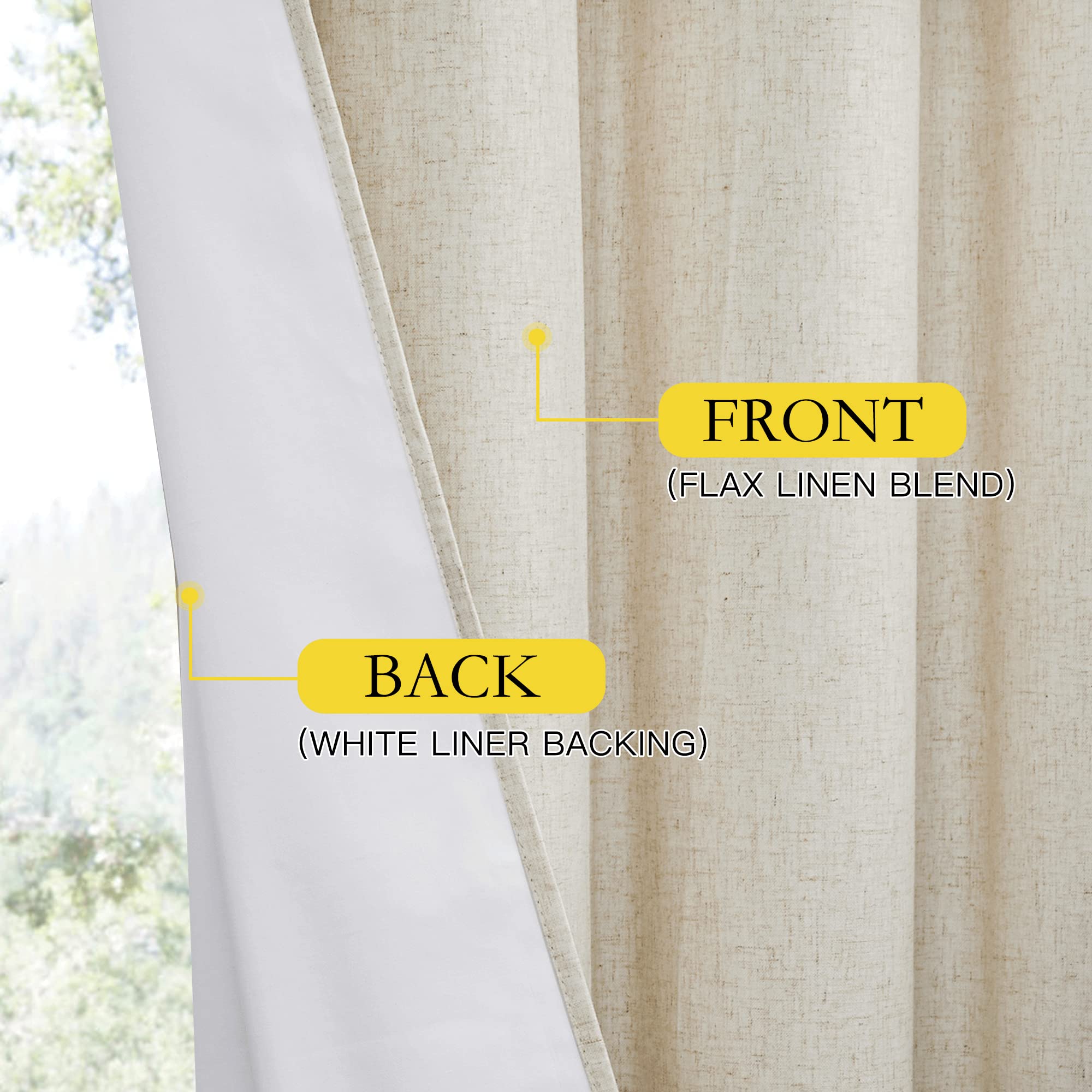 NICETOWN 100% Blackout Curtains 95 inches Length for Dining Room, 2 Panels Set, 52" Wide, Farmhouse Style Room Warming Window Draperies with Thermal Insulated Liners for Winter