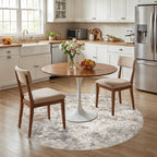 UERMEI 6ft Round Area Rug Living Room Rugs - 6x6 Washable Neutral Modern Abstract Soft Thin Rug Indoor Floor No Slip Rug Carpet for Bedroom Under Dining Table Home Office Decor - Brown Grey