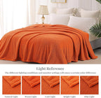 Whale Flotilla Twin Size Fuzzy Fleece Blanket, Fluffy Warm Soft Jacquard Bed Blankets for All Season, Lightweight and Cozy, 60x80 Inch, Burnt Orange