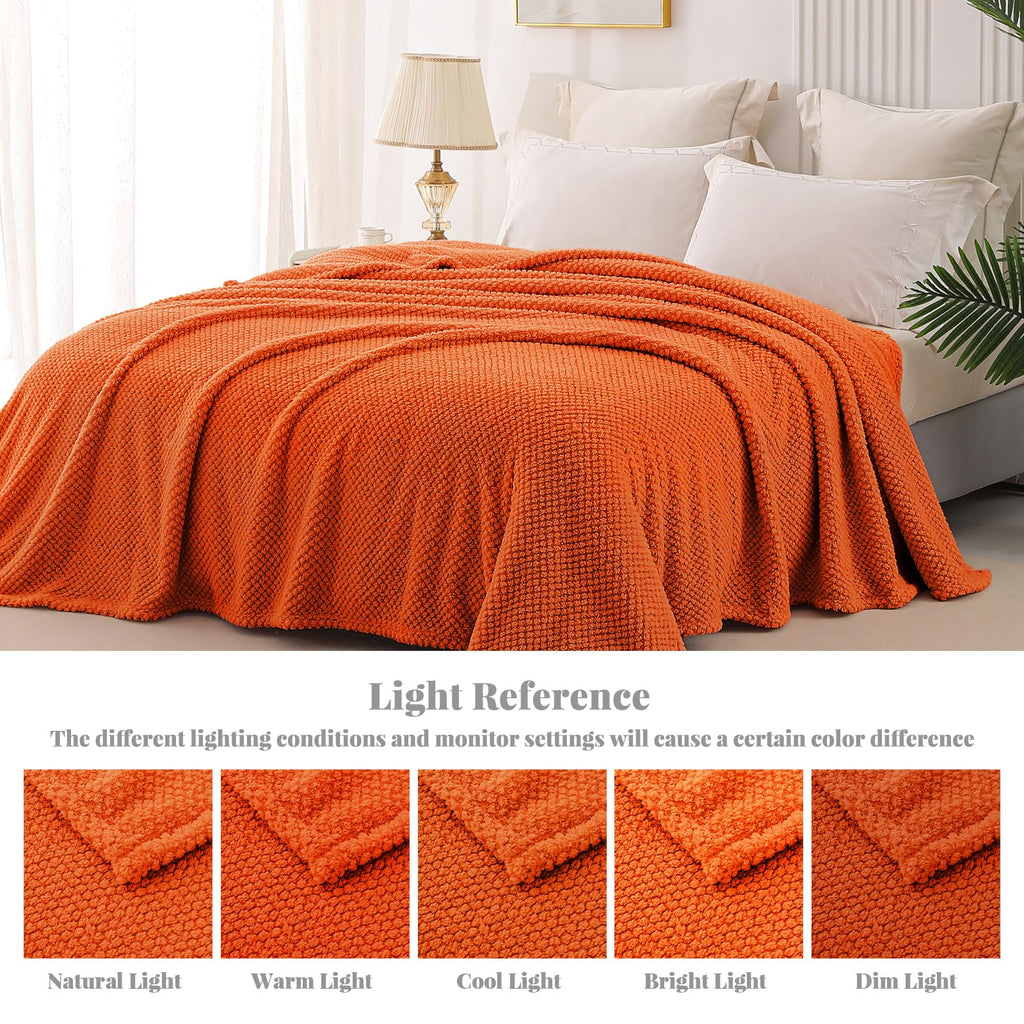 Whale Flotilla Soft Fleece Twin Size Bed Blanket, Burnt Orange
