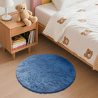 OLANLY Blue Round Rugs for Bedroom - Machine Washable, 2 ft Circle Area Rugs for Living Room, Soft and Fluffy Shaggy Carpet for Teen Girl and Boys, Nursery Rooms, Dorms, Home Decor Aesthetic