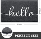 CozyBounty Door Mat Hello Mats Outdoor Indoor Non-Slip Doormat for Entryway Low-Profile Floor Mat for Yard, Garage, High Traffic Areas (30"x17.5", Black)