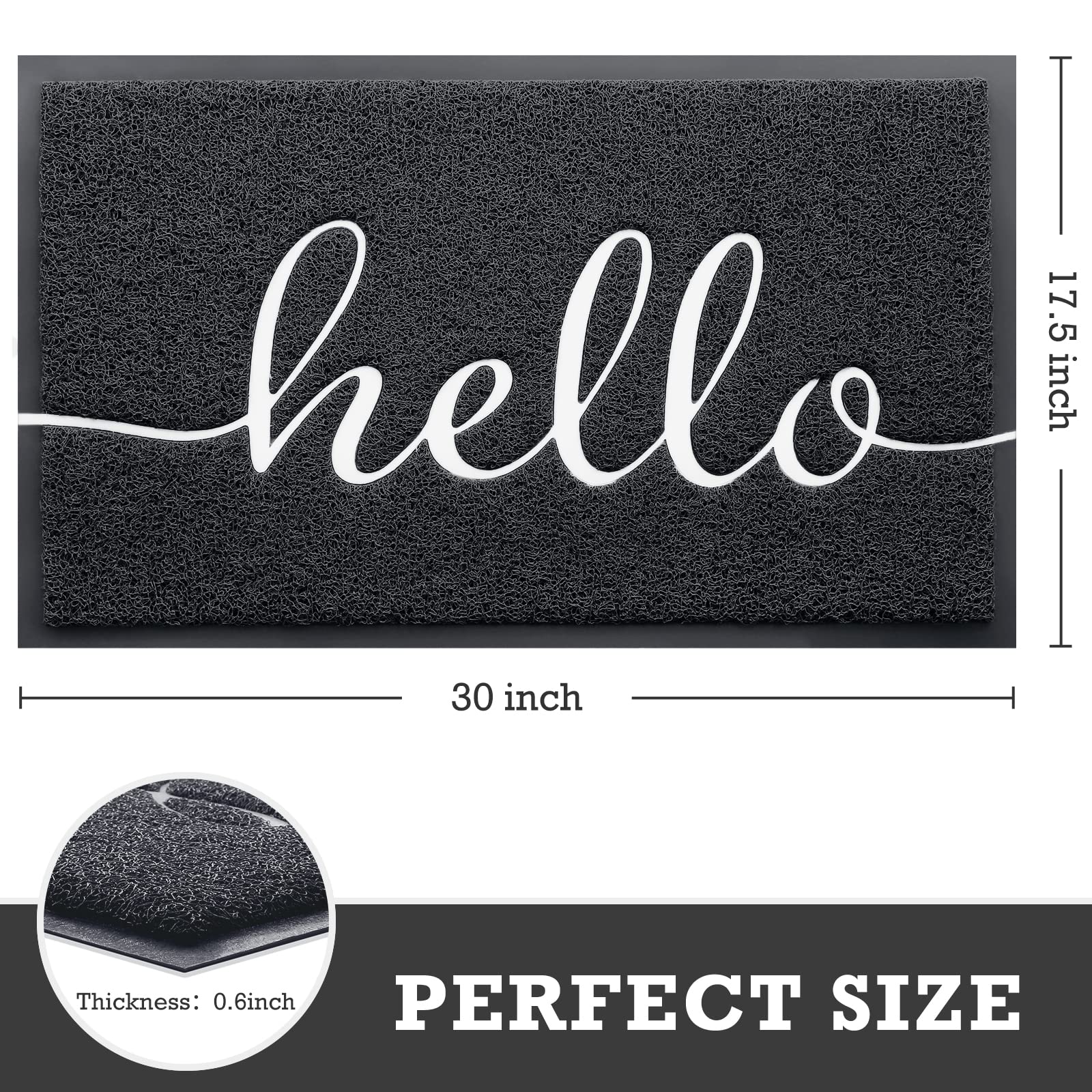 Black Door Mat Welcome Mats Outdoor Indoor Doormat for Entryway Floor Mat