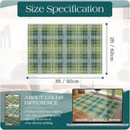Front Door Mat Outside Entrance - 2x3 Buffalo Non-Slip Washable Doormat Indoor Outdoor Entrance Green Teal Plaid Tartan Rug Small Throw Rugs for Entryway Bedroom Kitchen Front Porch Decor