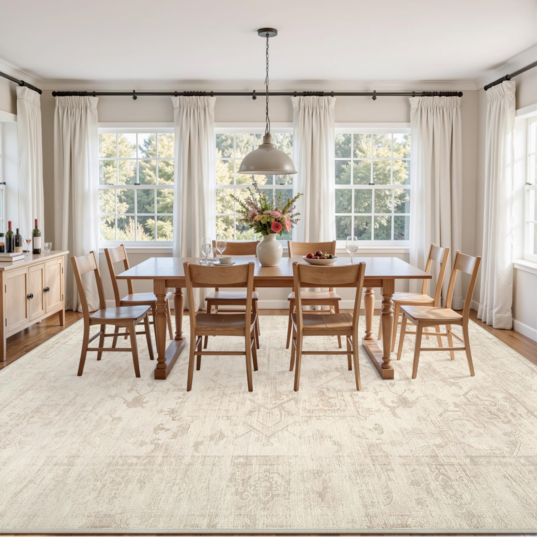 Luxturiy Area Rugs 9x12 Living Room: Bedroom Washable Carpet Beige/Brown