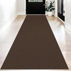 KOZYFLY Long Runners for Hallways 3x12 ft Washable Kitchen Runner Non Slip Rubber Backed Hallway Rugs Cotton Entryway Runner Rug Floor Carpet for Indoor Hall, Backdoor, Kitchen, Reddish Brown/Coffee