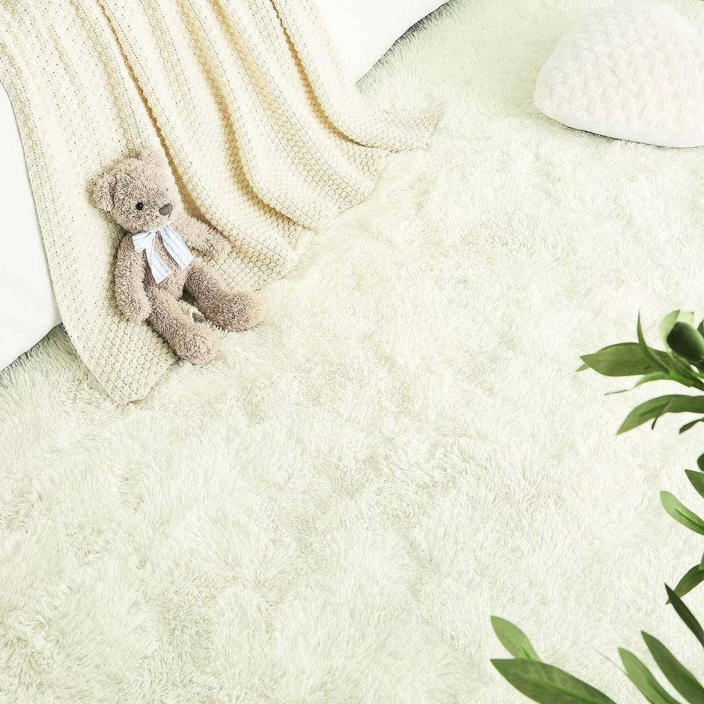 LOCHAS Area Rugs Fluffy Living Room Carpets for Kids Bedroom 3x5, Cream