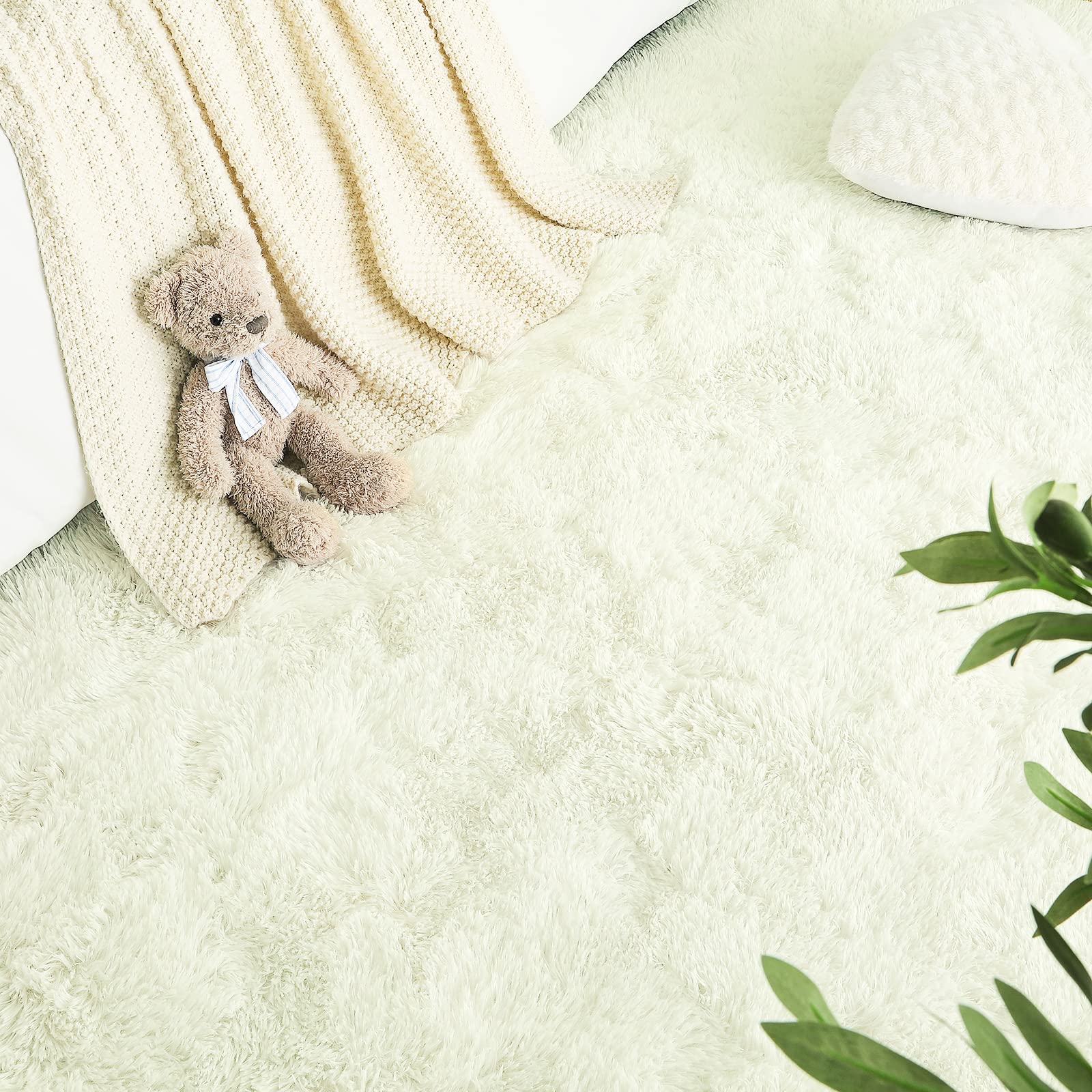 LOCHAS Area Rugs Fluffy Living Room Carpets for Kids Bedroom 3x5, Cream