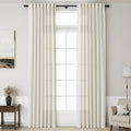 Nanspring Extra Long Curtains 2 Panels 128 Inches Long for Dinning Room Cream Back Tab Rod Pocket Light Filtering Semi Sheer Drapes Cotton Linen Textured Window Curtain for Bedroom 52x128