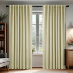 Deconovo Room Darkening Curtains for Living Room, Beige Light Filtering Thermal Drapes 84 Inches Long, Back Tab and Rod Pocket Window Curtains, Nan, 2 Panels