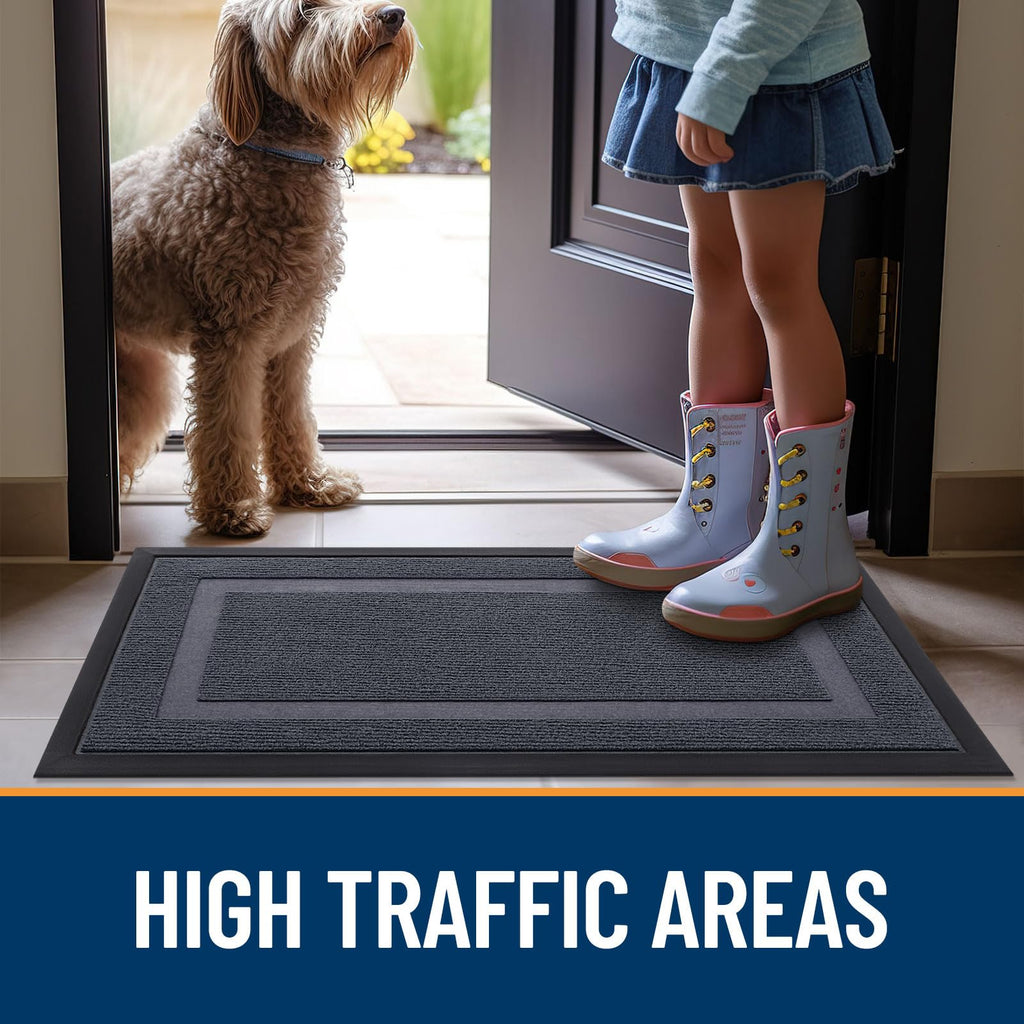 OLANLY Front Door Mat Outside 47x17, All-Season Heavy-Duty Rubber Doormat