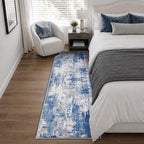 RELEANY Washable Runner 2'x6' Abstract Area Rug for Hallway Blue Gray