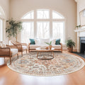 zesthome Round Rug 8ft,Circle Rug for Dining Room Table,Orange