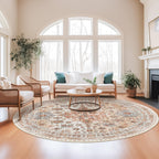 zesthome Round Rug 8ft,Circle Rug for Dining Room Table,Orange