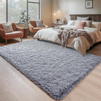 Chicrug Soft Area Rugs for Bedroom Living Room Plush Fluffy Rug 6x9 Feet, Shag Furry Area Rug Carpet Non Shedding for Nursery Children Kids Girls Room Home Decorative, Grey