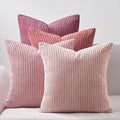 Topfinel Pink Throw Pillow Covers 16x16 Inch Set of 4,Soft Farmhouse Corduroy Decorative Cushion Cover,Square Cute Pillow Case for Gril's Bedroom Couch Sofa Living Room,Spring Series Home Decor