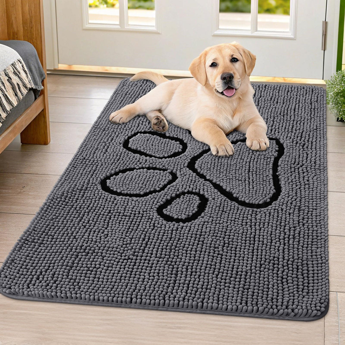 Smiry Dog Door Mat for Muddy Paws, Absorbent Non Slip Dirt Trapper, 40x32