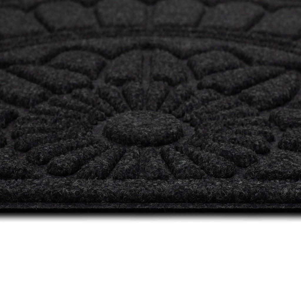 Mohawk Home Entryway Door Mat 2' X 3' All Weather Outdoor Non Slip Recycled Rubber Doormat, Rope Impressions Black