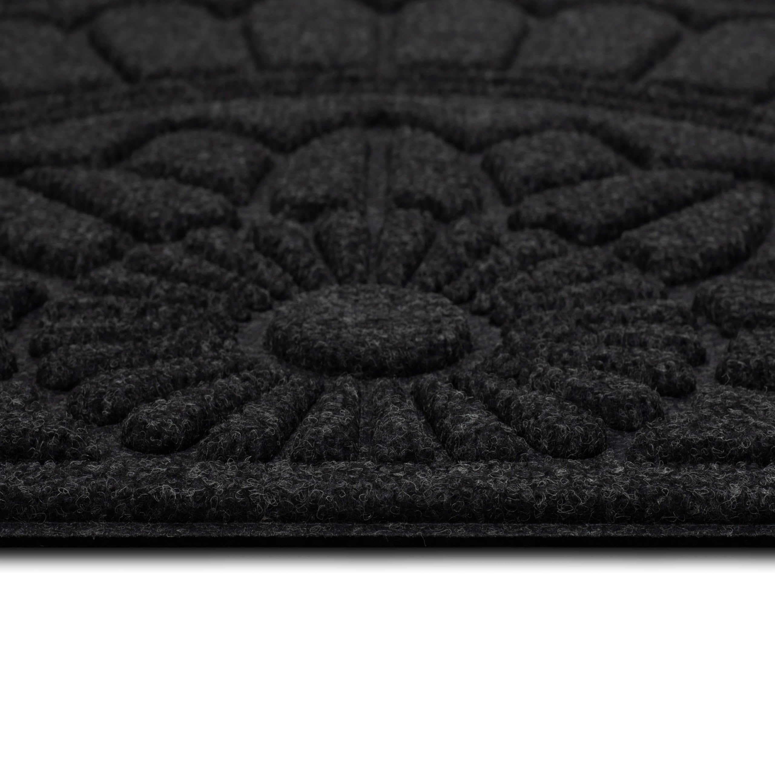Mohawk Home Entryway Door Mat 2' X 3' All Weather Outdoor Non Slip Recycled Rubber Doormat, Rope Impressions Black