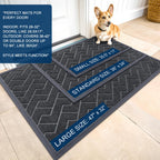 OLANLY Front Door Mat Outside 47x23, All-Season Absorbent Rubber Doormat