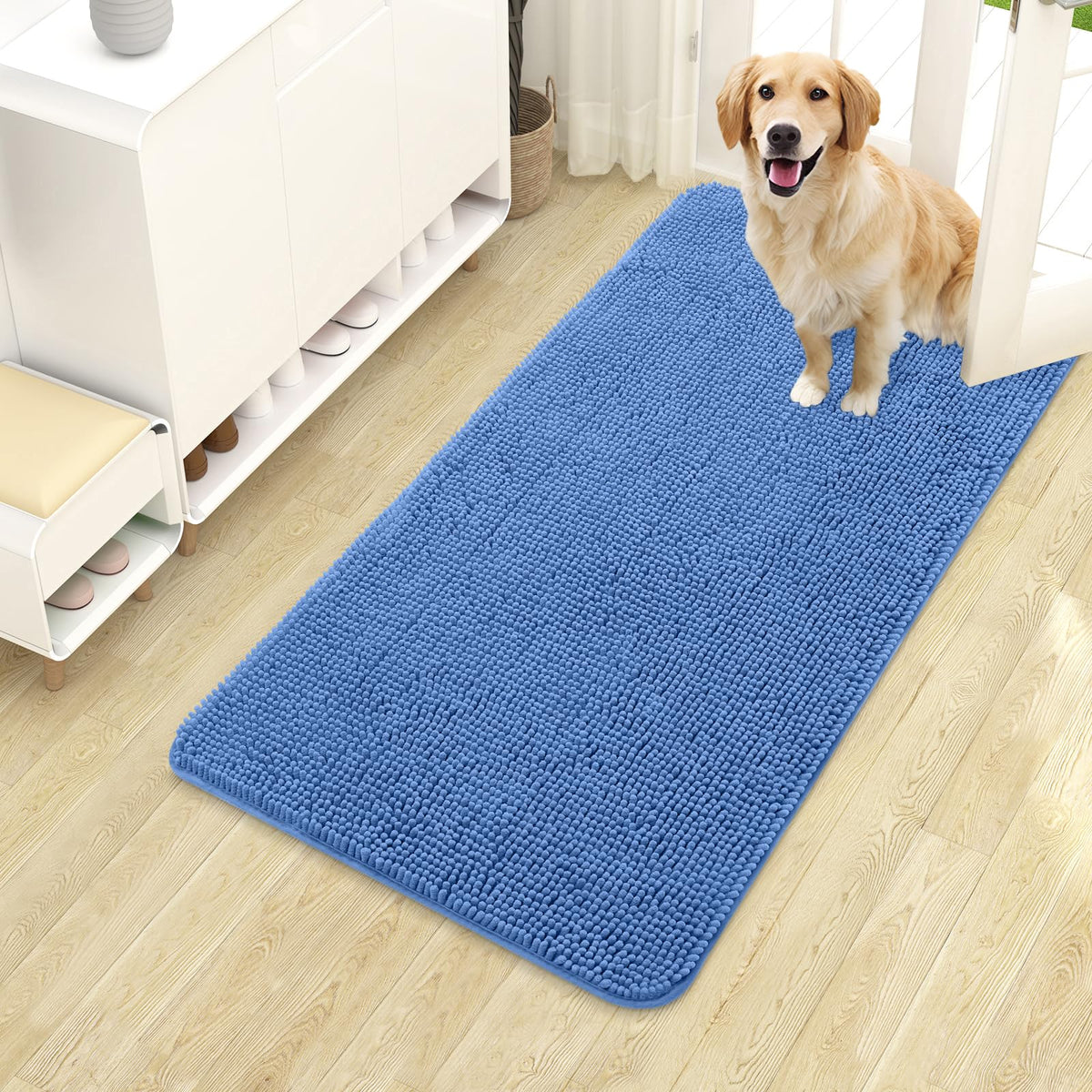 OLANLY Dog Door Mat for Muddy Paws 40x24, Super Absorbent Chenille Mud Mat