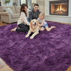 4x6 Area Rugs for Bedroom, Grape Purple Soft Fluffy Shag Bedside Rugs