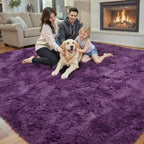 junhejiamei Fluffy Rug Shag Area Rug,Grape Purple 3x5 Area Rugs for Bedroom
