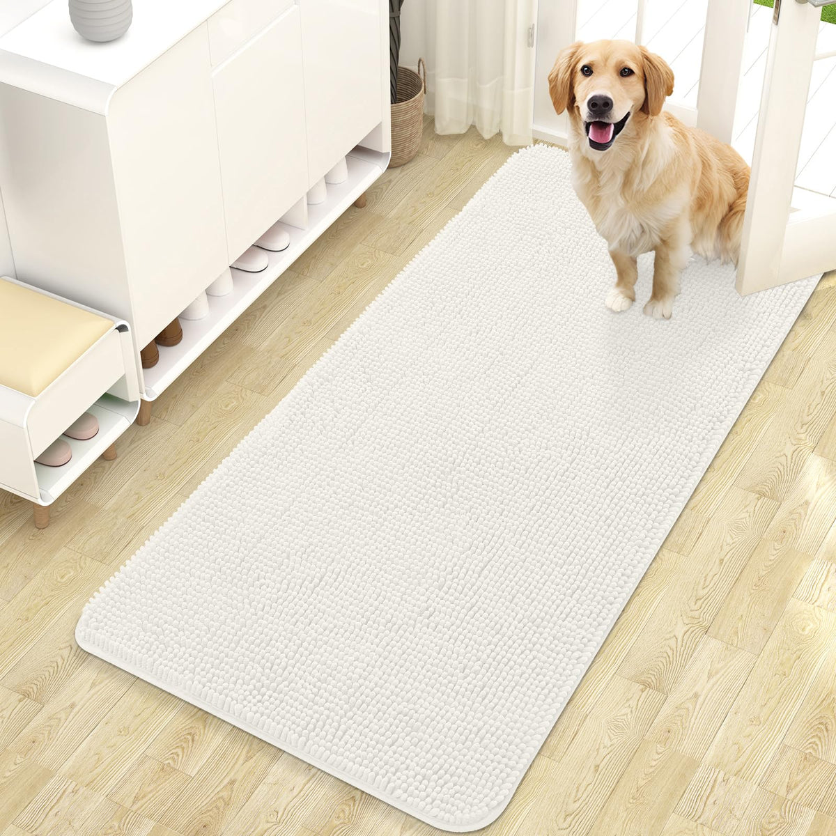 OLANLY Dog Door Mat for Muddy Paws 47x24, Super Absorbent Chenille Mud Mat