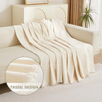MYSKY HOME Couch Cover for Pets, Beige Couch Covers for 2 Cushion Couch Sofa, Sofa Slipcover Sectional L Shape Chenille Covers for Pets, Throw Couch for Dogs, Kids,71" X118"