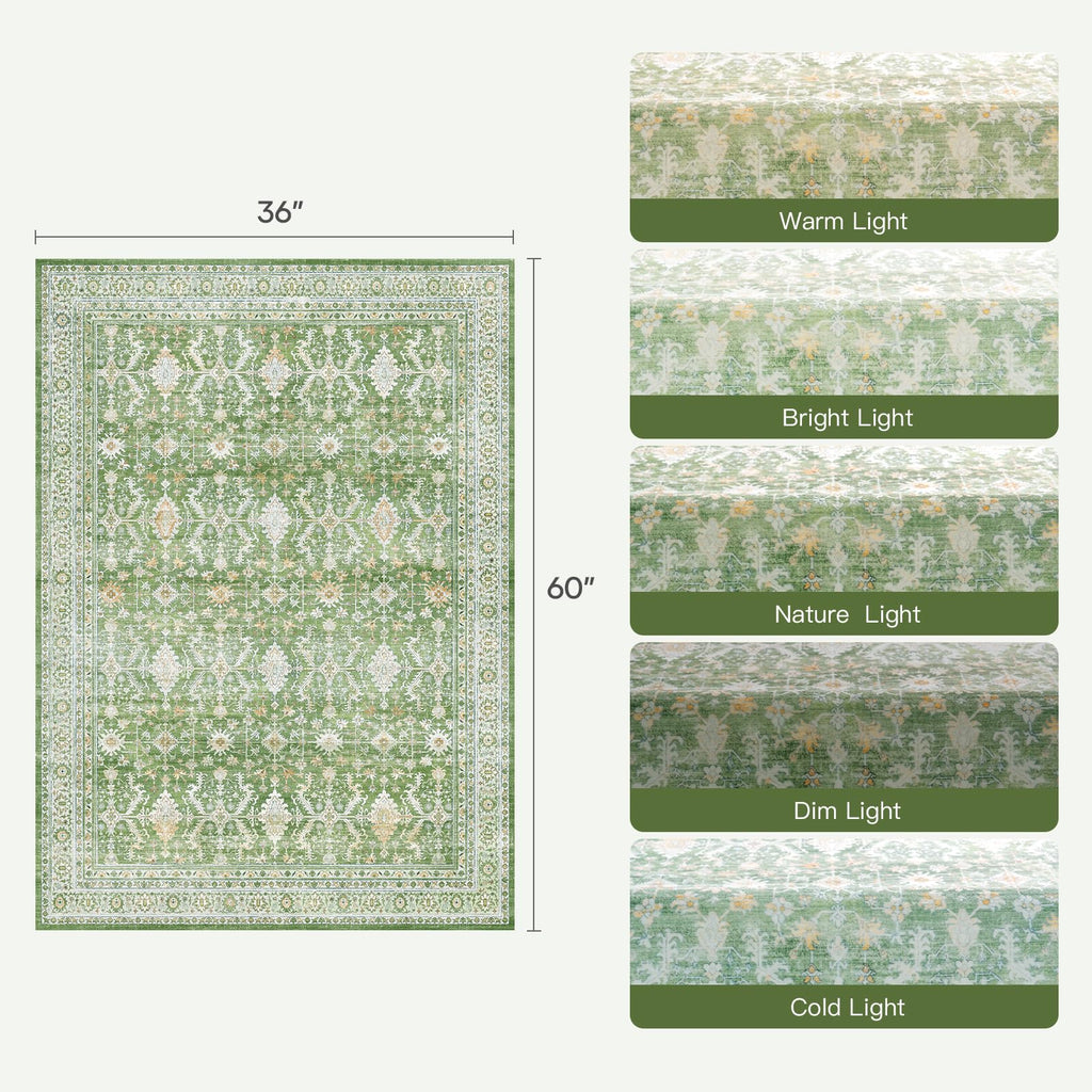 3x5 Area Rugs for Entryway, Non-Slip Washable Rug for Kitchen, Light Green