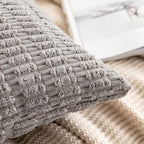 MIULEE Corduroy Decorative Throw Pillow Covers 16x16 Light Grey Pack of 2