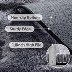 5x7 Ft Large Shag Rugs for Bedroom Living Room for Men Boys, Tie Dyed Ultra Soft Fluffy Furry Area Rug for Indoor Floor, Aesthetic Carpet for Home Decor (Black)