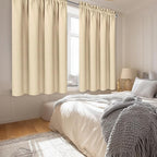 DWCN Beige Curtains for Bedroom Thermal Insulated Room Darkening Drapes for Living Room Rod Pocket Light Blocking Solid Window Treatment, W 38 x L 63 Inch, 2 Panels, Beige