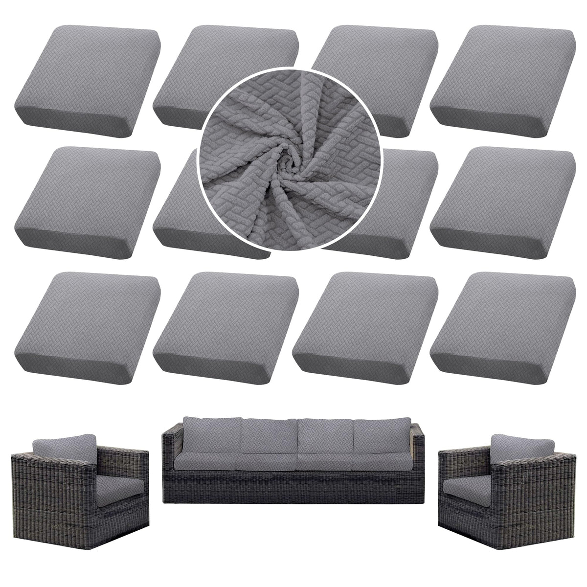 SUKAIKEQA 8PCS Patio Cushion Covers.Patio Furniture Couch SeatSlipcovers