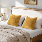 MIULEE Pack of 2 Euro Sham Pillow Covers 24x24 Inch Neutral Gold Modern Boho Accent Decorative Throw Pillow Covers Soft Chenille Farmhouse Cushion Covers for Home Decor Couch Bed Sofa Living Room